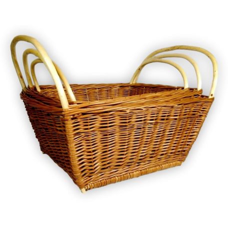 Natúr, hántolt két emberes gazdasági fahordó kosár több méretben