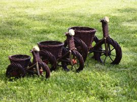 Wicker bicycle pot (dark brown) L 55x30x40cm