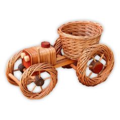   Weiden-Blumentopf kleiner Traktor in verschiedenen Größen (hell)