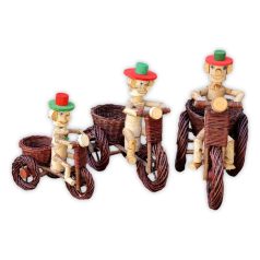   Weidenfahrrad-Blumentopf mit Männchen in verschiedenen Größen (dunkelbraun)