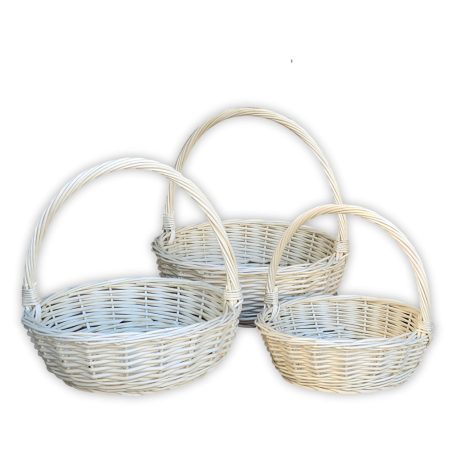 Round gift basket in various sizes, white