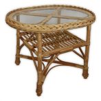 Oval wicker table with glass top in several sizes