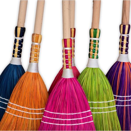 Coloured Short-Handled Sorghum Broom