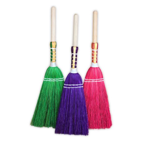 Coloured Short-Handled Sorghum Broom
