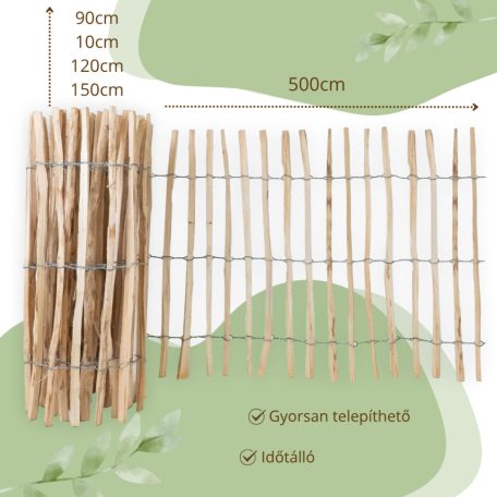 Mogyorófa kerítés több méretben 5m (köz 3-4 cm)