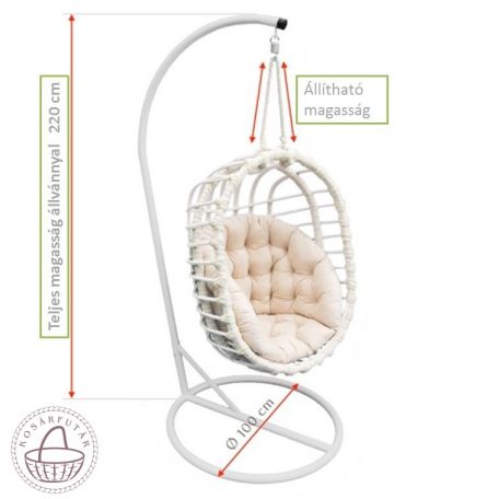 Hanging armchair oval, with stand and cushion