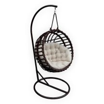 Hanging armchair round, with stand and cushion