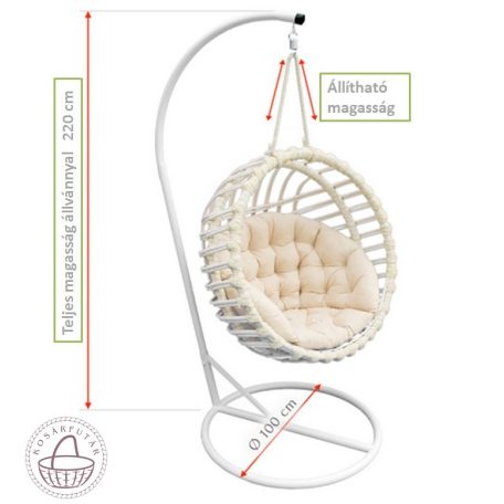 Hanging armchair round, with stand and cushion