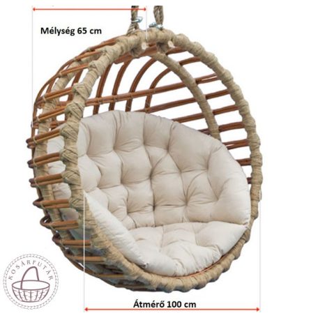 Hanging armchair round, with stand and cushion