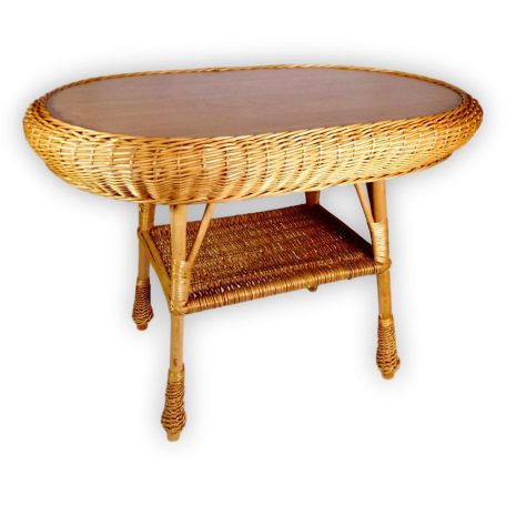 Wicker rattan oval garden table