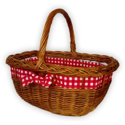 Shopping basket with decorative ribbon (natural and white)
