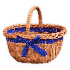 Einkaufskorb mit Zierband (natur und weiß)