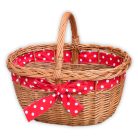 Einkaufskorb mit Zierband (natur und weiß)