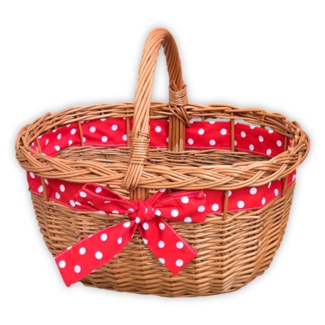 Einkaufskorb mit Zierband (natur und weiß)