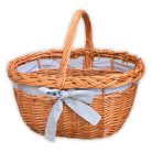 Einkaufskorb mit Zierband (natur und weiß)