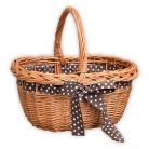 Einkaufskorb mit Zierband (natur und weiß)