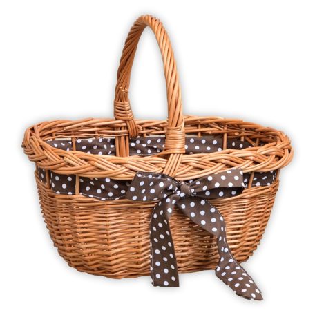 Einkaufskorb mit Zierband (natur und weiß)