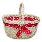 Einkaufskorb mit Zierband (natur und weiß)