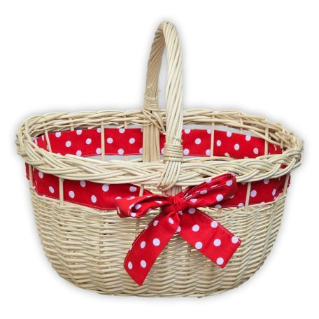 Einkaufskorb mit Zierband (natur und weiß)