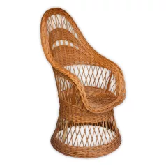 Woven wicker armchair