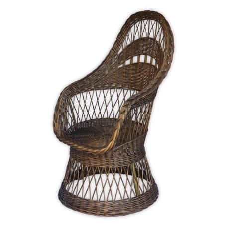 Fonott vessző fotel barna