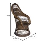 Fonott vessző fotel barna