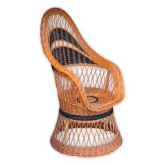 Woven wicker armchair