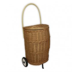 Wicker shopping cart with wheels 50cm