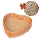 Szív alakú ajándék kosár tömőanyaggal 