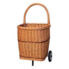 Wicker shopping cart with wheels 