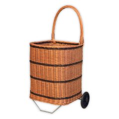 Wicker shopping cart with wheels 
