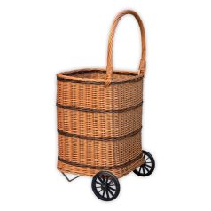 Wicker shopping cart with wheels 