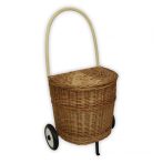 Wicker shopping cart with wheels 40cm