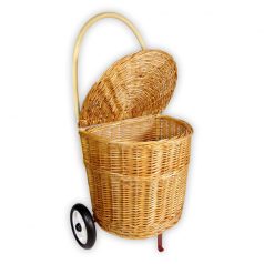 Wicker shopping cart with wheels 40cm