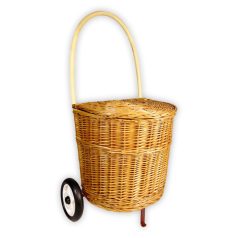 Wicker shopping cart with wheels 40cm