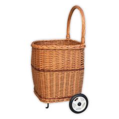 Wicker shopping cart with wheels 
