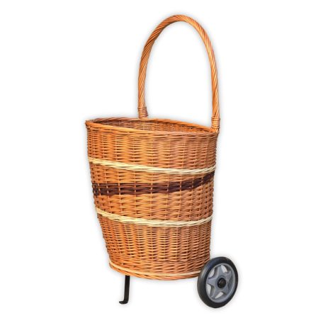 Einkaufswagen aus Weide mit Rädern 