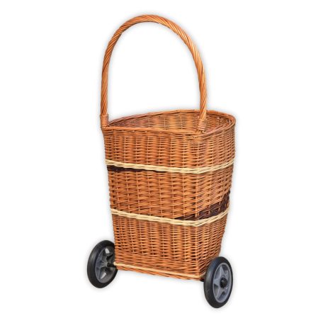 Einkaufswagen aus Weide mit Rädern 
