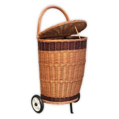 Wicker shopping cart with wheels 
