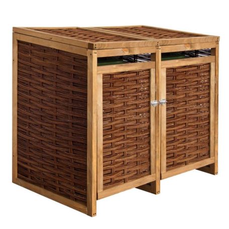 Mülltonnenbox – Geflochtene Weide, für 2 x 240 L Tonne