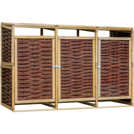 Mülltonnenbox – Geflochtene Weide, für 3 x 240 L Tonne