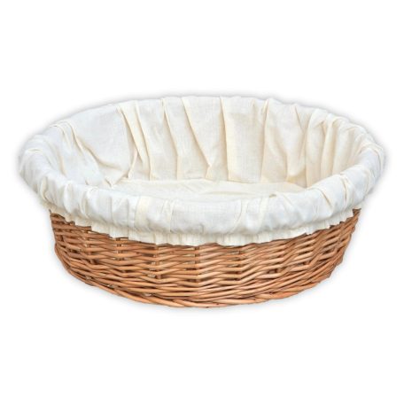 Runder geflochtener Aufbewahrungskorb mit  Leinen.