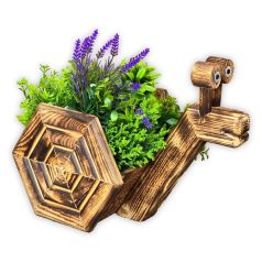 Blumenhalter aus gebranntem Holz