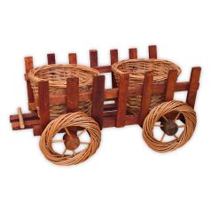 Pferdewagen aus Weidengeflecht (2 Blumentöpfe)
