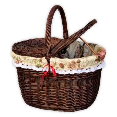 Barna színű piknik kosár béléssel