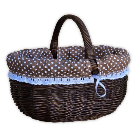 Brauner Einkaufskorb mit gepunktetem Innenfutter