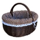 Brauner Einkaufskorb mit gepunktetem Innenfutter