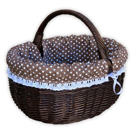 Brauner Einkaufskorb mit gepunktetem Innenfutter