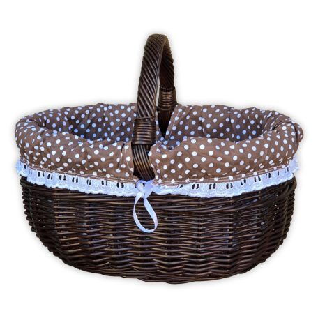 Brauner Einkaufskorb mit gepunktetem Innenfutter