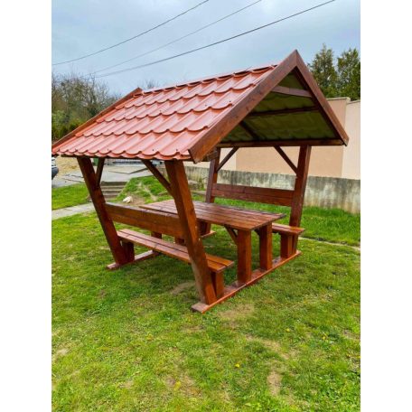 Plated roof log beer bench in several sizes